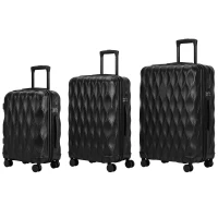 HOMCOM 3-Piece Suitcase Set, Hard Shell Carry On & Checked Luggage Set with TSA Lock, 20/24/28 Inch, Black(m-1)