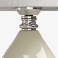 HOMCOM Tafellamp, vintage nachtkastlamp met keramische voet, linnen kap en E27-fitting(m-10)