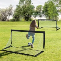 HOMCOM Lot de 2 but de foot extérieur, cage de foot portable avec sac de rangement en tissu Oxford 183 x 90 x 90 cm noir blanc(m-10)