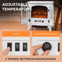 HOMCOM Freestanding Electric Fireplace Stove Heater with LED Fire Flame Effect White(m-5)