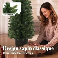 HOMCOM Lot de 2 Sapins de Noël Artificiels 120 cm, Base en Pot de Culture, Pointes de Branches Ignifuges, Vert(m-5)