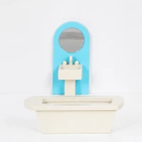 AIYAPLAY Groot poppenhuis 79,5 cm met lift, 3 verdiepingen, 13 meubels en balkon, blauw, cadeau voor meisjes van 3-6 jaar(m-13)