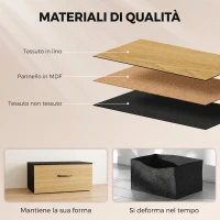 HOMCOM Cassettiera in Tessuto con 5 Cassetti e Ripiano, Struttura in Acciaio per Camera da Letto e Soggiorno, Rovere(m-6)