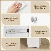 HOMCOM Ladekast met 6 Laden, Dressoir met Soepel Lopende Ladegeleiders voor Slaapkamer, Woonkamer of Hal, 118 x 39,5 x 75,5 cm, Wit(m-6)