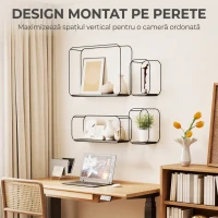 HOMCOM rafturi suspendate perete, rafturi decorative moderne(m-7)