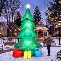 Outsunny Opblaasbare kerstboom 300 cm met RGB-ster, LED-verlichting, cadeaudozen, XXL, IP44 waterbestendig voor kerstfeesten(m-9)