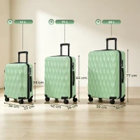 HOMCOM 3-Piece Suitcase Set, Hard Shell Carry On & Checked Luggage Set with TSA Lock, 20/24/28 Inch, Green(m-3)