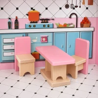 AIYAPLAY Wooden Dolls House, Large 3-Storey Modern Dollhouse with 10 Accessories, Pretend Play Toy Gift for Ages 3-6 Years, Pink(m-13)