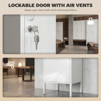 HOMCOM Metal Locker Cabinet with Hanging Rod, Lock and Key, Single Locker Storage Cabinet with Shelf, White(m-4)