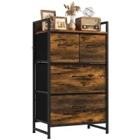 HOMCOM Meuble de rangement style industriel commode 4 tiroirs en tissu pliables et amovibles et 1 étagère - 50 x 29 x 85 cm(m-16)