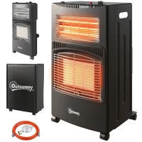 Outsunny Sobă pe gaz portabilă pliabilă 4,2 kW, neagră(m-12)