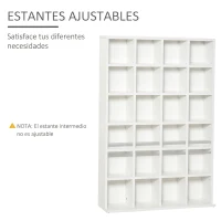 HOMCOM Estantería para 456 CDs y 336 DVDs con 24 Compartimentos Estantes Ajustables para Salón Oficina 89x20x130,5 cm Blanco(m-5)