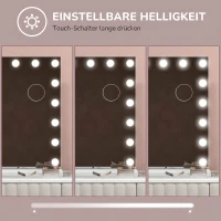HOMCOM Hollywood Spiegel mit 18 LEDs Schminkspiegel 80x60 cm Kosmetikspiegel mit 3 Lichtfarben, Einstellbare Helligkeit(m-6)