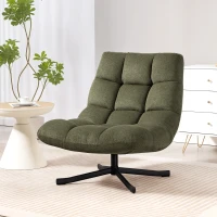 HOMCOM Draaifauteuil loungestoel met brede zitting, waterafstotende chenille-look, gekruiste stalen poten, groen(m-12)