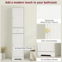 HOMCOM Tall Bathroom Cabinet with Arched Doors - White(m-6)