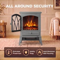 HOMCOM 1kW-2kW Vintage Electric Fireplace Heater - Grey(m-7)