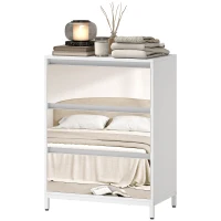 HOMCOM Cômoda Espelhada Moderna com 3 Gavetas, 60x35x80 cm, Branca(m-7)