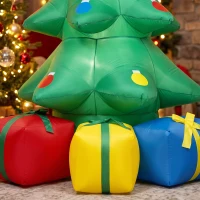 Outsunny Opblaasbare kerstboom 300 cm met RGB-ster, LED-verlichting, cadeaudozen, XXL, IP44 waterbestendig voor kerstfeesten(m-10)