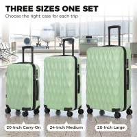 HOMCOM 3-Piece Suitcase Set, Hard Shell Carry On & Checked Luggage Set with TSA Lock, 20/24/28 Inch, Green(m-4)