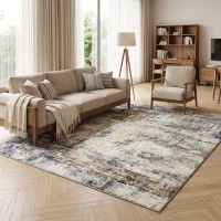 HOMCOM Tapis de salon, polyester, motif artistique moderne, lavable, Gris(m-8)