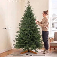 HOMCOM Sapin de Noël Artificiel 180 cm, Arbre de Noël, 2081 Branches Articulées en PE et PVC Ignifuge, Support en Bois Robuste(m-3)