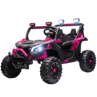 AIYAPLAY UTV Macchina Elettrica Bambini 24V 2 Posti, 2 Motori 120W, Batteria al Litio, Telecomando, Sospensioni, Rosa(m-11)
