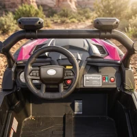 AIYAPLAY UTV Macchina Elettrica Bambini 24V 2 Posti, 2 Motori 120W, Batteria al Litio, Telecomando, Sospensioni, Rosa(m-9)
