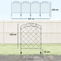 Outsunny Steel Decorative Swirls Outdoor Picket Fence Panels Set of 4, Black(m-3)