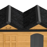 PawHut Wooden Cat House Outdoor Indoor with Weatherproof Asphalt Roof, Side Cleaning Door, PVC Curtain(m-13)