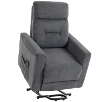 HOMCOM Poltrona Relax com Apoio Elétrico para Levantar Massagem Aquecimento Poltrona Chenille com Molas Cinza Escuro(m-7)