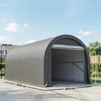 Outsunny Tendone da Giardino per Auto e Attrezzi con Ingresso a Cerniera, Picchetti e Funi, 500x300x240 cm(m-3)