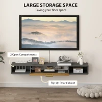 HOMCOM 140 cm Floating TV Stand with Storage - Charcoal Grey(m-5)