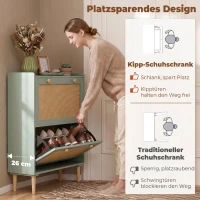 HOMCOM Schuhschrank mit 2 Klappfächern und verstellbaren Böden, hellgrün(m-6)