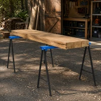 DURHAND Set 2 Pezzi Cavalletti da Lavoro Pieghevoli, Piano di Lavoro in Gomma Antiscivolo, Portata 250kg, Blu(m-5)
