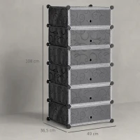 HOMCOM Meuble de rangement à chaussures modulable 6 cubes rectangulaires empilables - noir(m-3)
