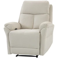 HOMCOM Poltrona Reclinável Manual Salva-Espaço com Apoio para Pés em Veludo Creme(m-7)