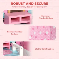 AIYAPLAY Wooden Dolls House, Large 3-Storey Modern Dollhouse with 10 Accessories, Pretend Play Toy Gift for Ages 3-6 Years, Pink(m-7)
