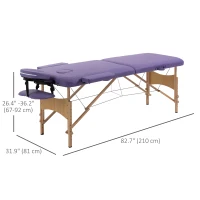 HomCom Lettino da Massaggio Fisioterapia Pieghevole con 2 Zone 182 x 60cm Viola(m-3)