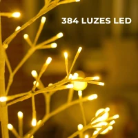 HOMCOM Árvore de Natal Artificial 180 cm com 384 Luzes LED Branco-Quente Ramos Flexíveis Base de Aço Branco(m-4)
