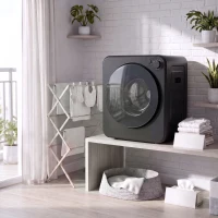 HOMCOM Mini Wäschetrockner 4 kg mit 5 Programme bis zu 60℃ 800W/400W Ablufttrockner mit Edelstahltrommel Schwarz(m-8)