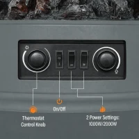 HOMCOM 1kW-2kW Vintage Electric Fireplace Heater - Grey(m-5)