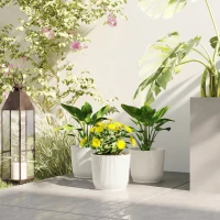 Outsunny Set of Three Ф22cm Planters - White(m-2)