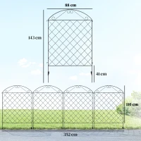 Outsunny Decorative Garden Fencing, 56in x 11.5ft Outdoor Picket Fence Panels, 4PCs Rustproof Steel Wire Landscape Flower Bed Border Edging, Gentle Swirls(m-3)