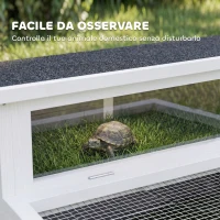 PawHut Casa per Tartarughe di Terra in Legno di Abete con Coperchio Apribile, 2 Spazi, Porte Multiple, Grigio Scuro(m-8)