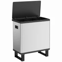 HOMCOM Automatischer Mülleimer mit Sensor 54L 3 Fächer Edelstahl Silber(m-8)