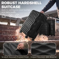 HOMCOM 3-Piece Suitcase Set, Hard Shell Carry On & Checked Luggage Set with TSA Lock, 20/24/28 Inch, Black(m-5)