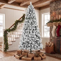 HOMCOM Árbol de Navidad Artificial 270 cm con 1507 Ramas Base Metálica Plegable Montaje Rápido para Salón Interior Blanco(m-8)