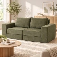 HOMCOM Schlafsofa 4-in-1 Schlaffunktion ausziehbar Klappsofa Kissen 2 Sitzer Grün(m-8)