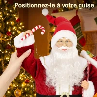 HOMCOM Père Noël Animé Grandeur Nature 120 cm, Décoration Musicale Chantante à Tête Mobile, Activation Sonore, Tactile, Rouge(m-6)