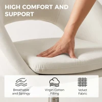 HOMCOM Velvet Desk Chair, Modern Office Chair with Height-Adjustable, Wheels, for Home Study Bedroom, Cream(m-4)